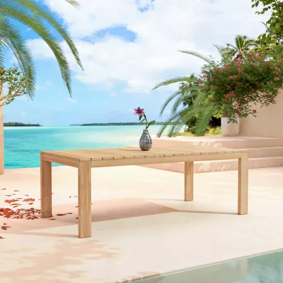 Mesa de jardÃ­n rectangular de madera de acacia para 8 personas (215 x 110 cm) BornÃ©o Natural
