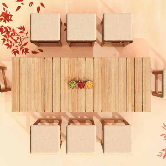  Lot de 2 tabourets hauts de jardin en bois d'acacia Bornéo Naturel