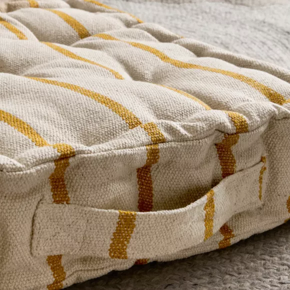 Coussin de sol extérieur toile de coton (45 x 45 cm) Ocealys Jaune moutarde