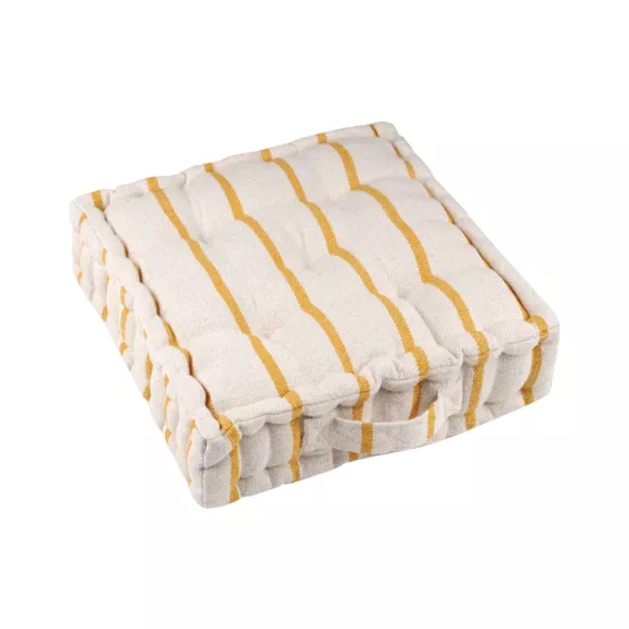 Coussin de sol extérieur toile de coton (45 x 45 cm) Ocealys Jaune moutarde