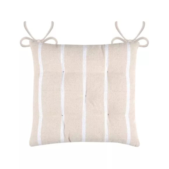 Coussin de chaise extérieur toile de coton (40 x 40 cm) Ocealys Blanc