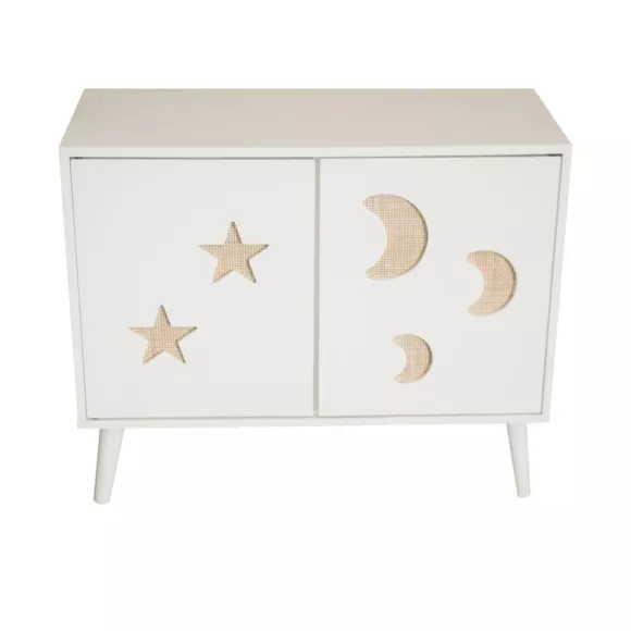 Meuble de rangement enfant bois 2 portes (H65 cm) Stars Blanc