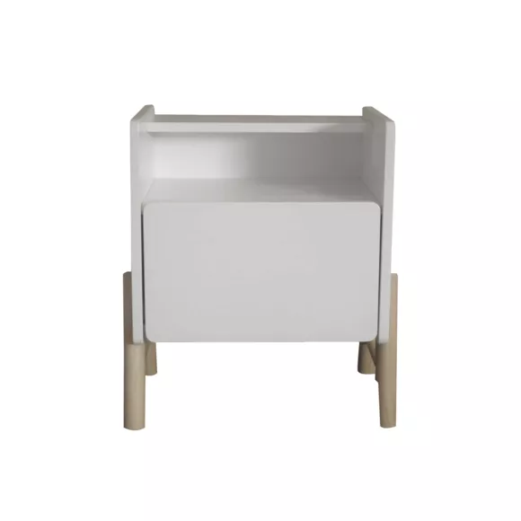 Mesita de noche con cajón para niños de madera (H49 cm) Gabin Blanco