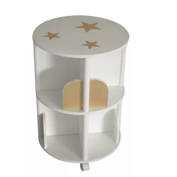 Kinderzimmerregal mit Rollen Holz (H59 cm) Stars Weiß