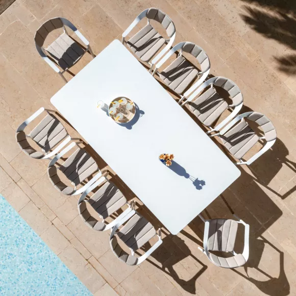 Table de jardin rectangulaire en aluminium 10 places (240 x 120 cm) Monte Carlo Blanc
