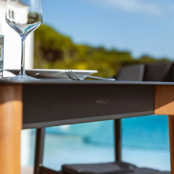 Mesa de jardín cuadrada de aluminio 2 plazas (76 x 76 cm) Monte Carlo Gris antracita