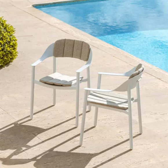 Set van 2 tuinstoelen van aluminium Monte Carlo Wit