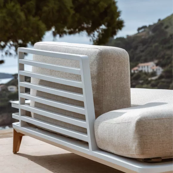 Chaiselongue Garten Aluminium Monte Carlo - Weiß und Taupe