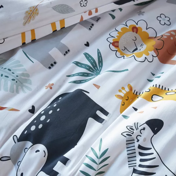 Parure de lit (Housse de couette + 1 Taie d'oreiller) 140 x 200 cm Coton imprimŽ SAVANE