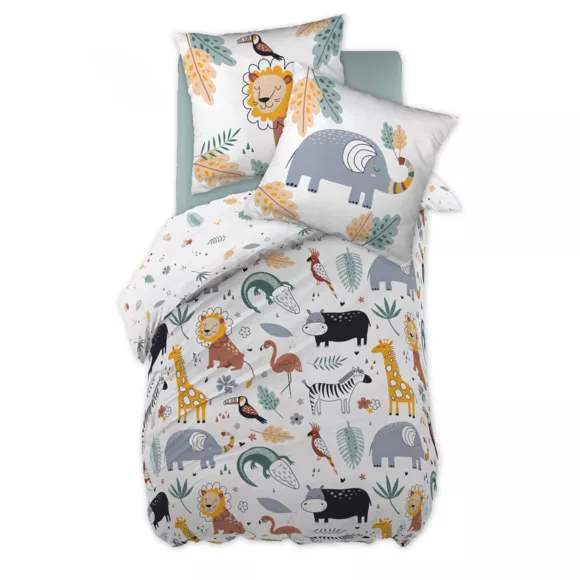 Parure de lit (Housse de couette + 1 Taie d'oreiller) 140 x 200 cm Coton imprimŽ SAVANE