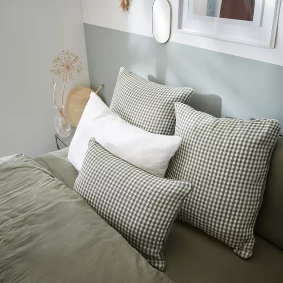 Coussin carré gaze de coton (45 x 45 cm) Vickie Vert romarin