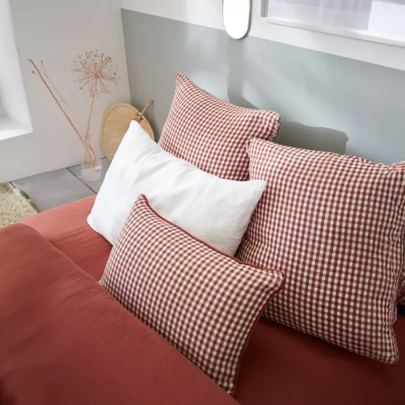 Coussin carré gaze de coton (45 x 45 cm) Vickie Terracotta