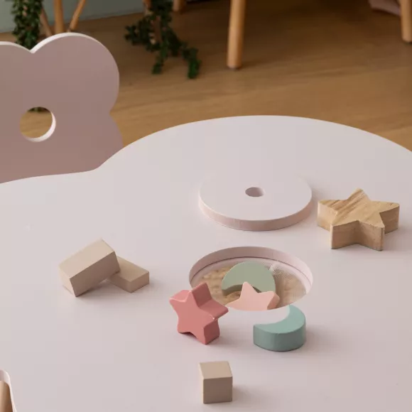 Houten kindertafel (40 cm) Zachtheid Bloem Roze