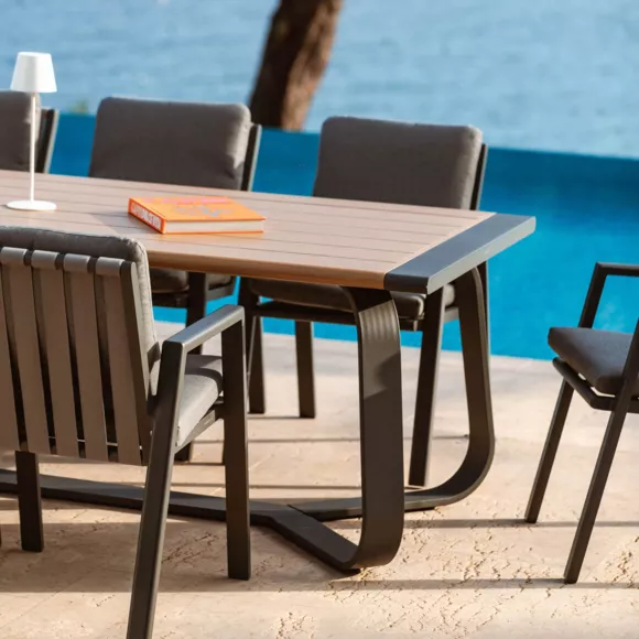 Table de jardin rectangulaire en aluminium 10 places (240 x 100 cm) Long Beach Gris anthracite
