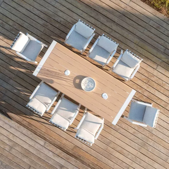 Rechthoekige aluminium tuintafel 10 plaatsen (240 x 100 cm) Long Beach Wit