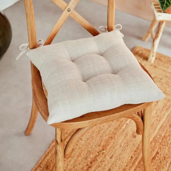 Cojín de silla cuadrado (38 x 38 cm) Clem Beige lino