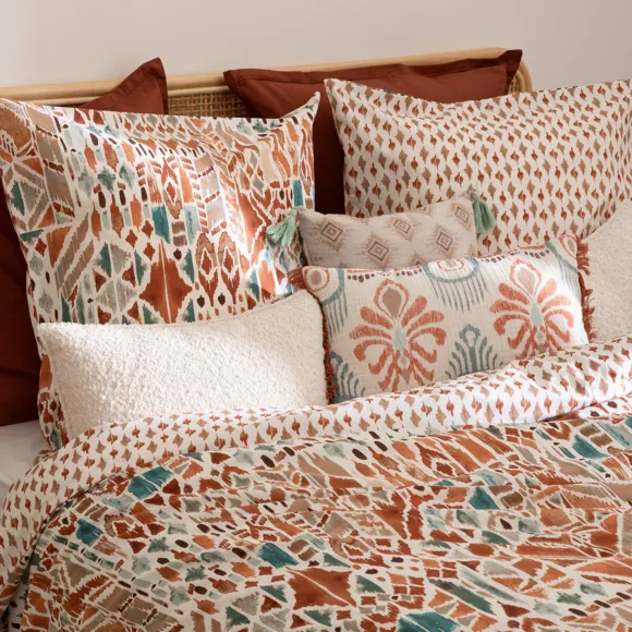 Housse de couette et deux taies coton (240 x 220 cm) Ikat Multicolore
