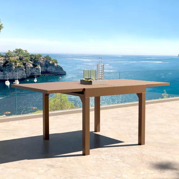 Mesa de jardÃ­n extensible de aluminio para 8 personas (90/180 x 90 cm) Murano Bronce