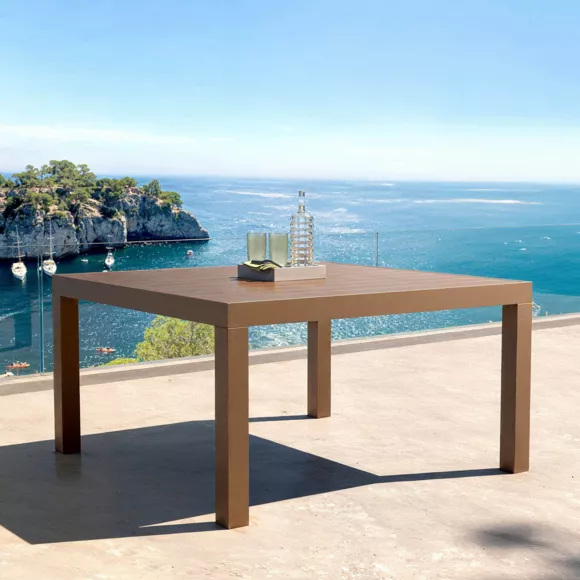 Mesa de jardÃƒÂ­n cuadrada de aluminio para 8 personas (136 x 136 cm) Murano Bronce