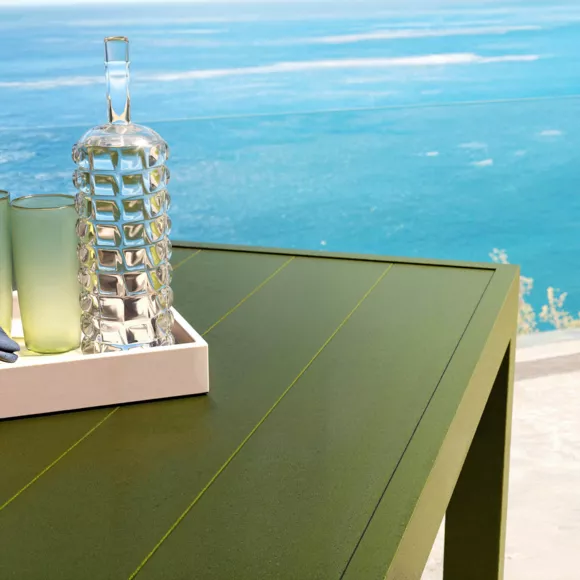 Mesa de jardÃƒÂ­n cuadrada de aluminio para 8 personas (136 x 136 cm) Murano Verde
