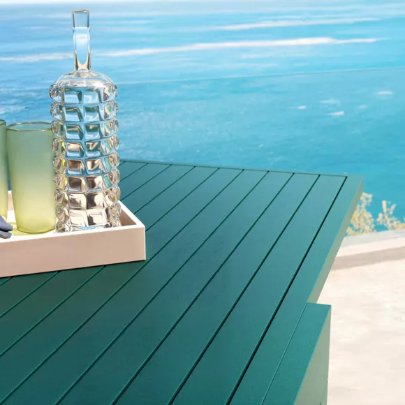 Table de jardin extensible aluminium 10 places (135/270 x 90 cm) Murano Bleu pétrole