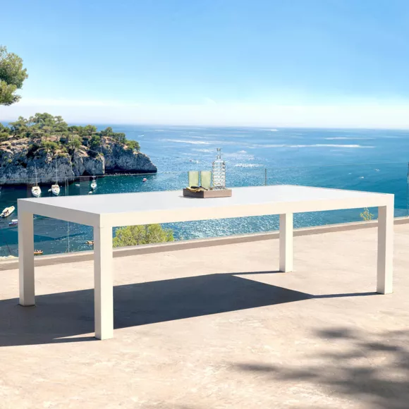 Mesa de jardÃƒÂ­n rectangular de aluminio para 10 personas (240 x 120 cm) Murano Blanco