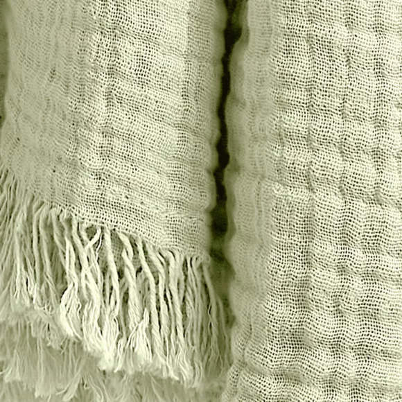 Plaid aus Baumwoll-Gaze (220 cm) Gaïa Lindengrün