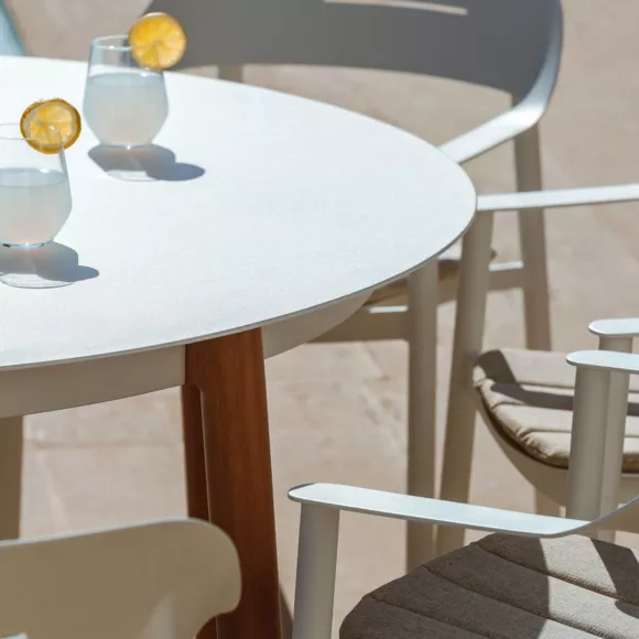 Mesa de jardín redonda de aluminio 6 plazas (D149 cm) Monte Carlo Blanco
