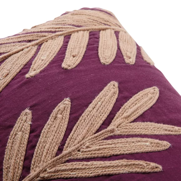 Cojín rectangular bordado (30 x 80 cm) Feuilla Morado