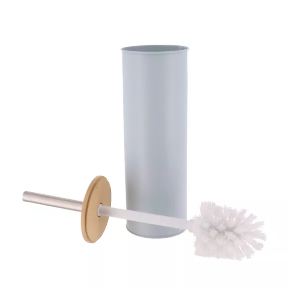BROSSE WC METAL COUVERCLE BAMBOU - BLEU CLAIR