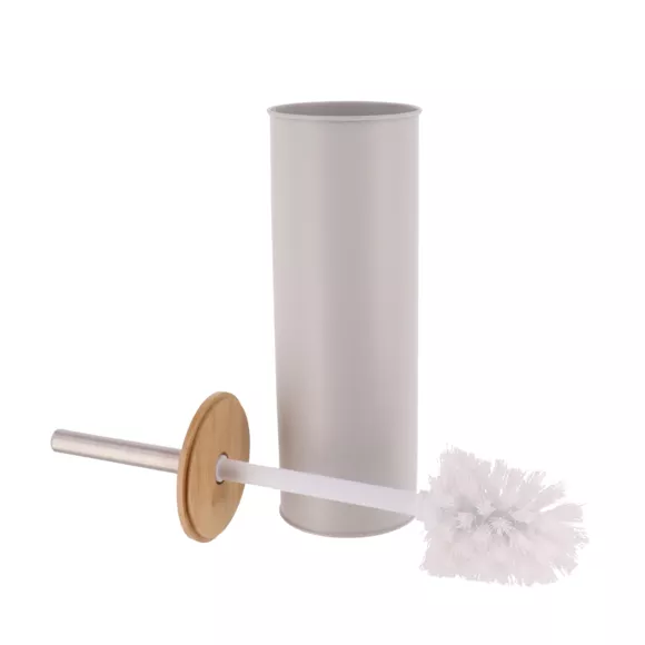 BROSSE WC METAL COUVERCLE BAMBOU - GRIS CLAIR