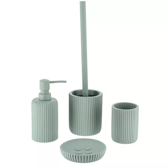 BROSSE WC POLYRESINE STRIEE - VERT EUCALYPTUS