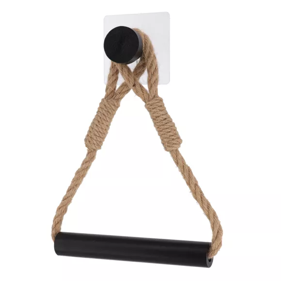 DEROULEUR PAPIER WC CORDE ET BAMBOU SUR STICKER - NATUREL/NOIR