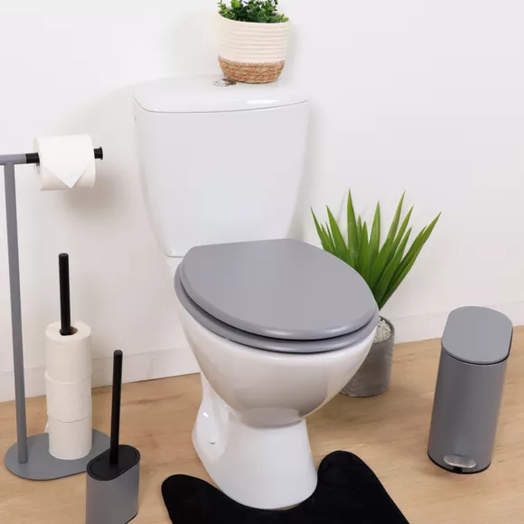 ABATTANT WC MDF 18 POUCES ATTACHES ACIER INOXYDABLE - GRIS