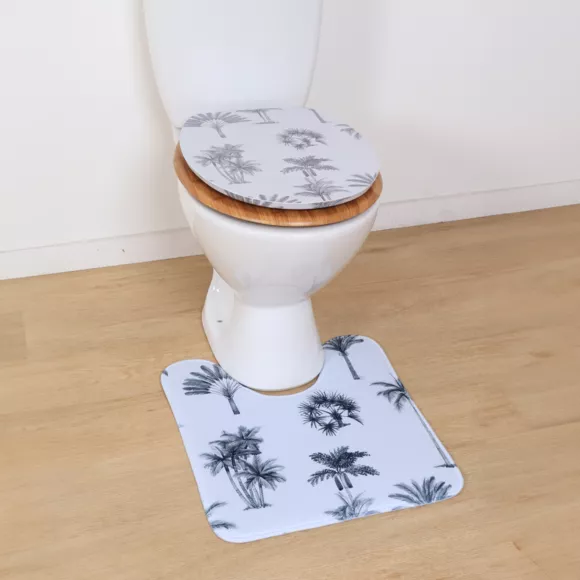 ABATTANT WC MDF 18 POUCES COUVERCLE DESIGN IMPRIME ASSISE IMITATION BAMBOU ATTACHES ACIER INOXYDABLE - ARIZONA DREAM