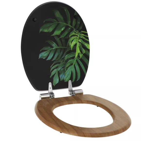 ABATTANT WC MDF 18 POUCES COUVERCLE DESIGN IMPRIME ASSISE IMITATION BAMBOU FREIN DE CHUTE CHROME - GREEN ADDICT