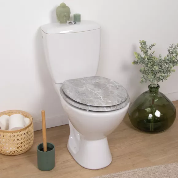 ABATTANT WC BOIS MOULE 18 POUCES ATTACHES ACIER INOXYDABLE - FACON MARBRE