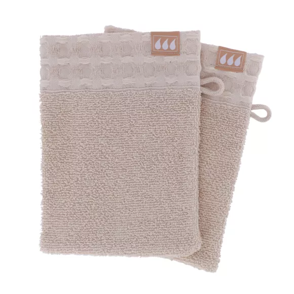 Set van 2 katoenen washandjes (15 x 21 cm) Season Color Beige