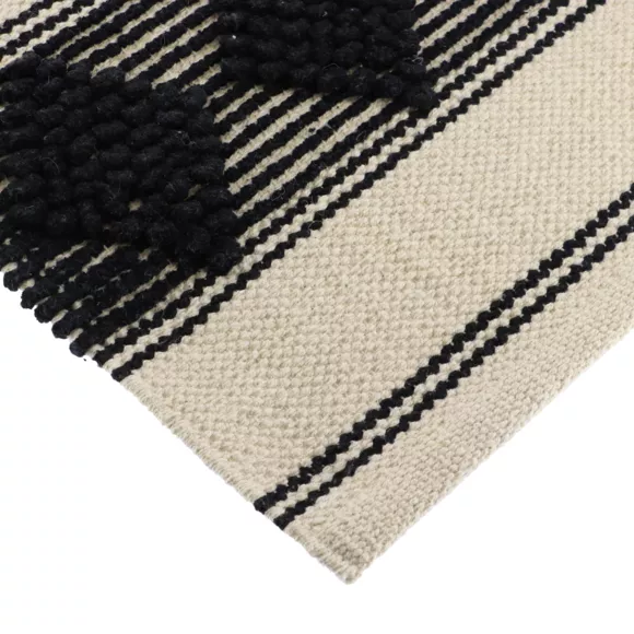 TAPIS NEW DELHI COTON/AUTRES FIBRES 45X90 CM- NOIR/ NATUREL