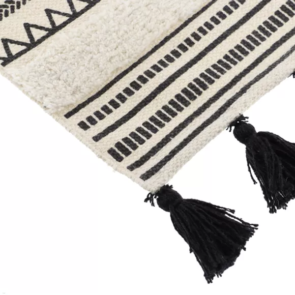 TAPIS AGADIR COTON/AUTRES FIBRES 45X90 CM - NOIR/ BLANC