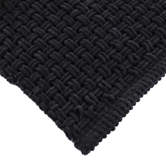 TAPIS BOGOTA MICROFIBRE/COTON ASPECT MAILLE 45X90 CM - NOIR