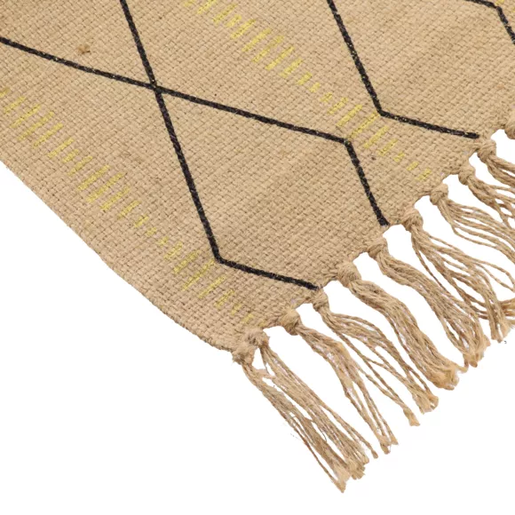 TAPIS CONGO JUTE IMPRIME OR 45X90CM - NATUREL/NOIR