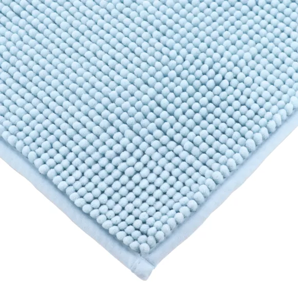 TAPIS MICROFIBRE BOULES UNI 45X75CM - BLEU CLAIR