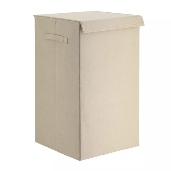 PANIERE A LINGE PLIABLE TISSU POLYESTER/MDF - NATUREL