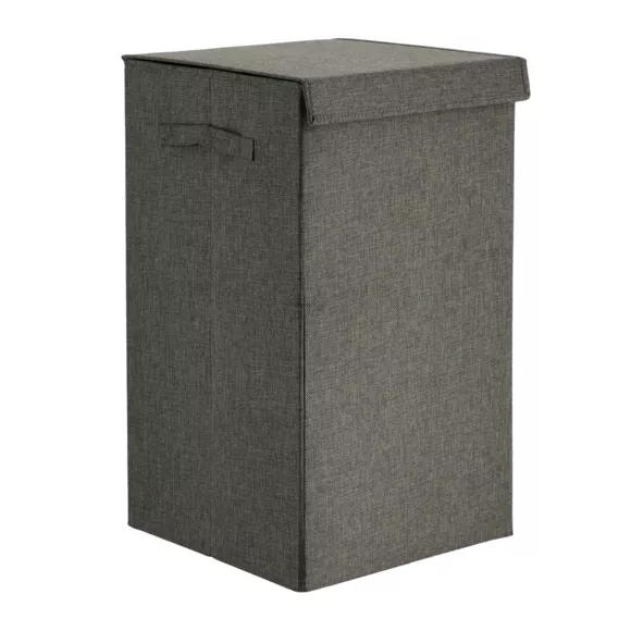 PANIERE A LINGE PLIABLE TISSU POLYESTER/MDF - GRIS