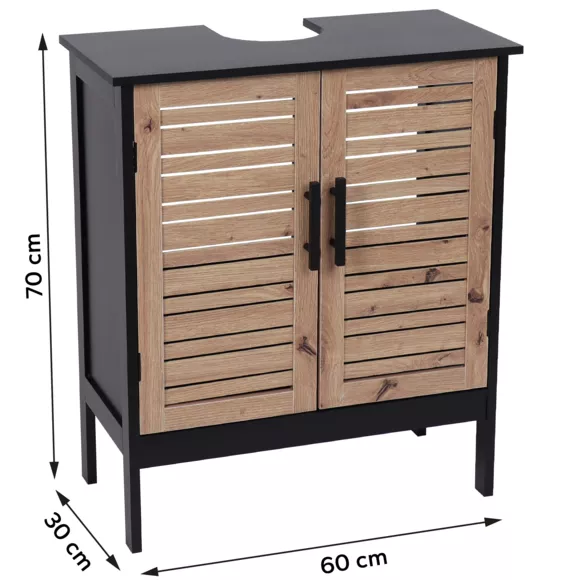 MEUBLE SOUS LAVABO MDF 2 PORTES/1 ETAGERE INTERIEURE - BERGEN