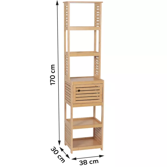 COLONNE DE RANGEMENT BAMBOU ET MDF 1 PORTE - TRINIDAD