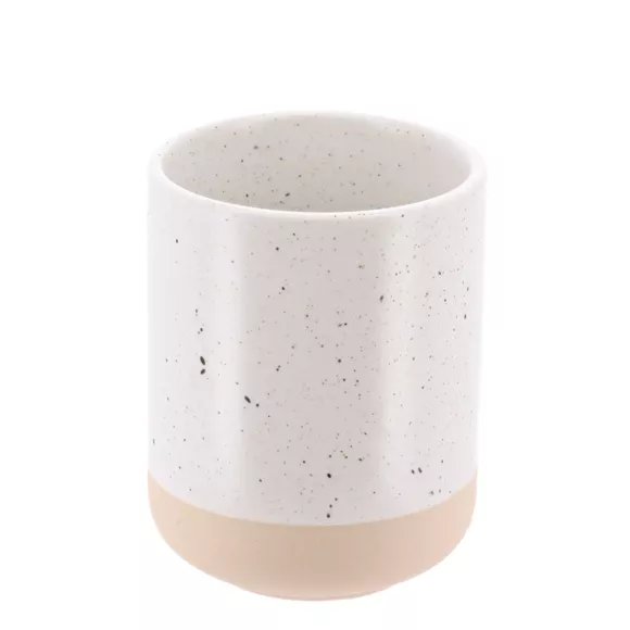 Pietra Beige gespikkelde steengoed badkamer accessoireset