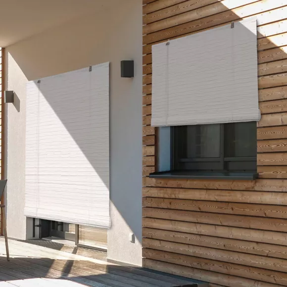 STORE ENROULEUR PE EFFET ROTIN 200X220CM - BLANC