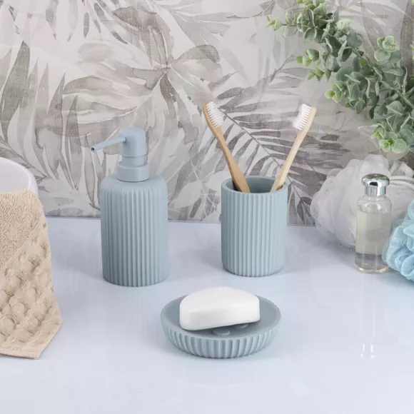 Strié Blauw lichte hars badkameraccessoires set